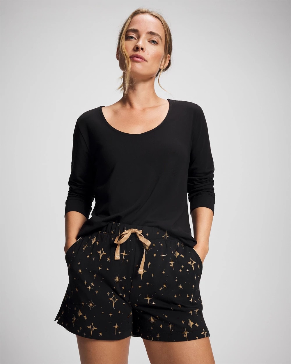 Pajama Shorts - STELLAR SCENE BLACK/FOIL | Soma on sale