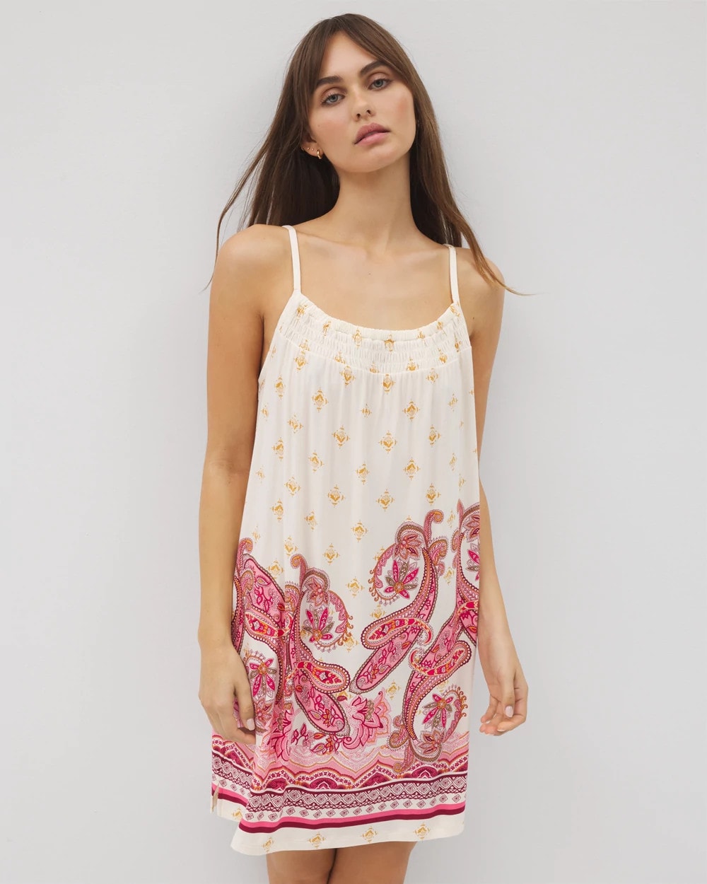Smocked Neck Chemise - KASHMIR PAISLEY PLCD CH | Soma discount