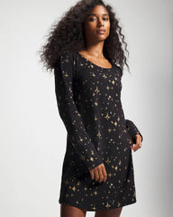Long-Sleeve Sleepshirt - STELLAR SCENE BLACK/FOIL | Soma on sale