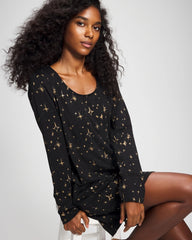 Long-Sleeve Sleepshirt - STELLAR SCENE BLACK/FOIL | Soma on sale