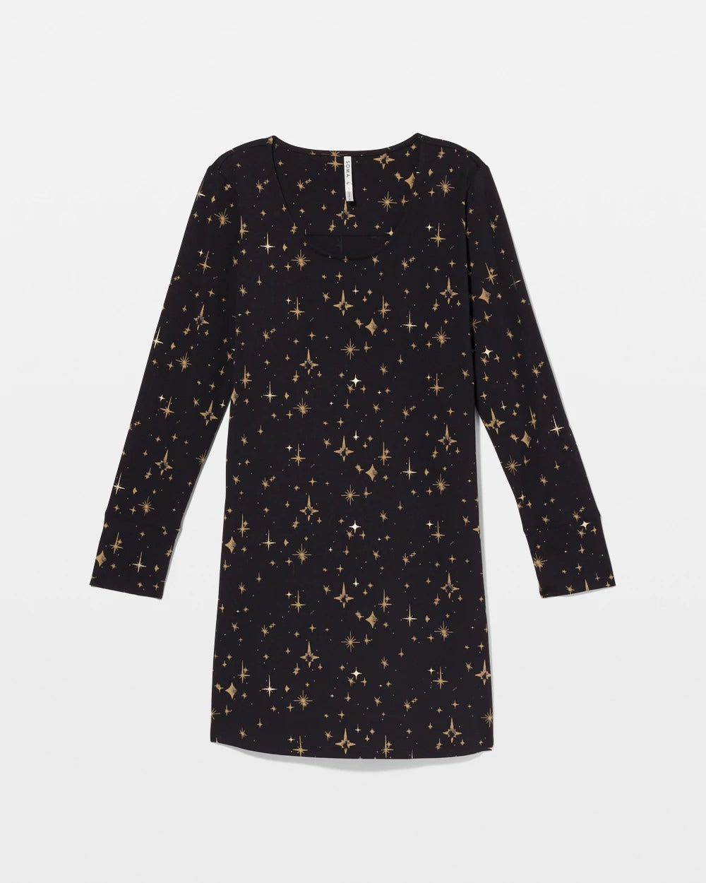Long-Sleeve Sleepshirt - STELLAR SCENE BLACK/FOIL | Soma on sale