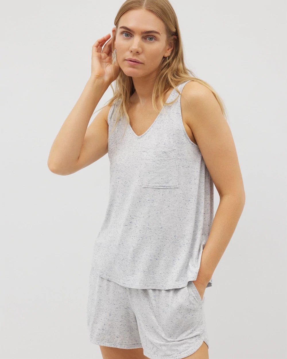 Slub V-Neck Pajama Tank - BLUE SLUB | Soma discount