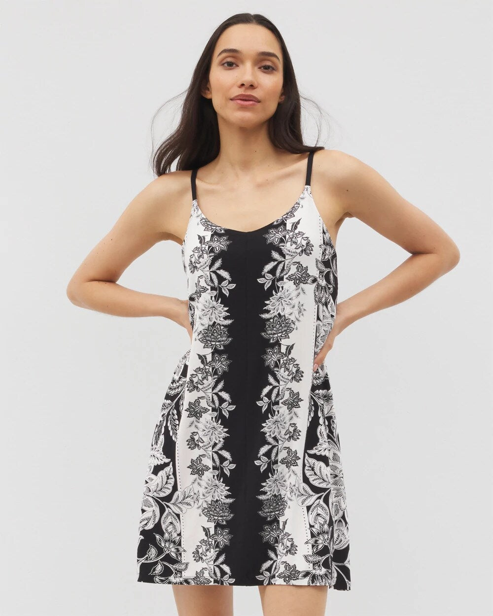 Flyaway Chemise - STAMPED FLORAL SCARF BLK | Soma near me