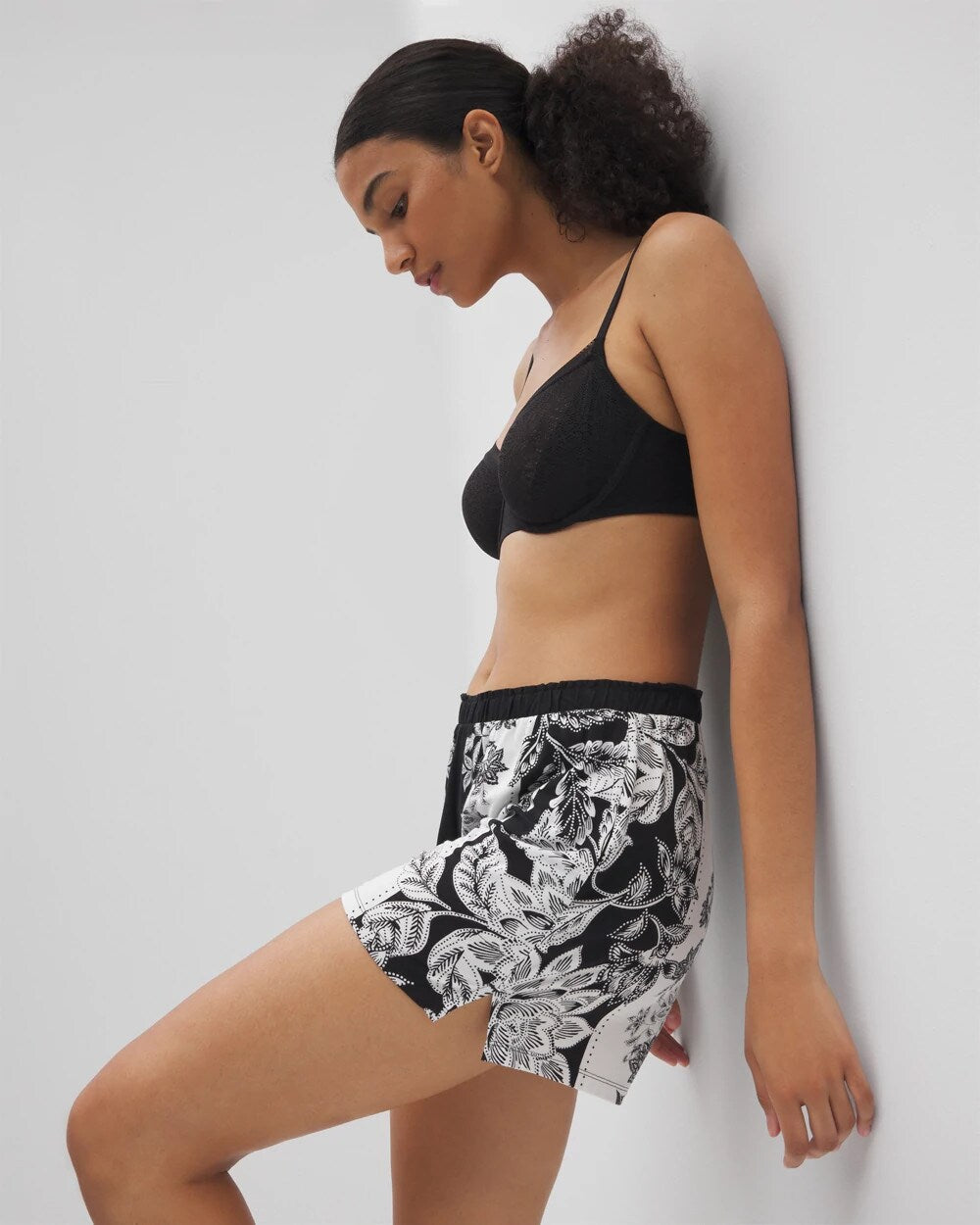Pajama Shorts - STAMPED FLORAL SCARF BLK | Soma on sale