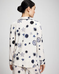 Cool Nights Long Sleeve Notch Collar with Piped Placket Pajama Top - CELESTIAL CHARMS CHAMP | Soma Online