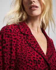 Cool Nights Long Sleeve Notch Collar with Piped Placket Pajama Top - FELINE PAINT THE TOWN RED | Soma near me