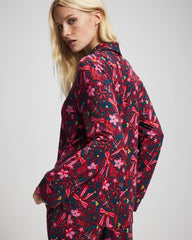 Cool Nights Long Sleeve Notch Collar with Piped Placket Pajama Top - HOLLY JOLLY RED VELVET | Soma for sale