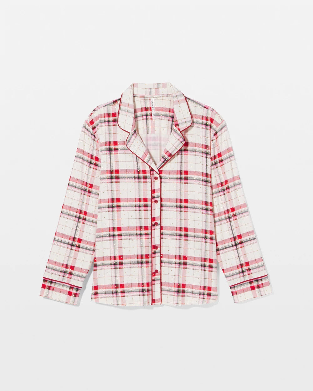 Cool Nights Long Sleeve Notch Collar with Piped Placket Pajama Top - TARTAN TEXTILE CHAMP | Soma on sale
