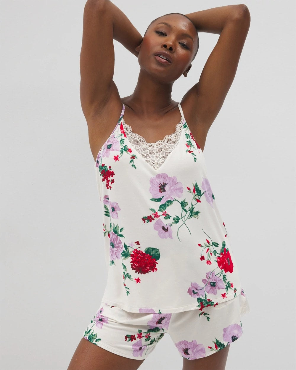Lace Trim Pajama Cami - RHAPSODY FLORAL SUGAR | Soma outlet