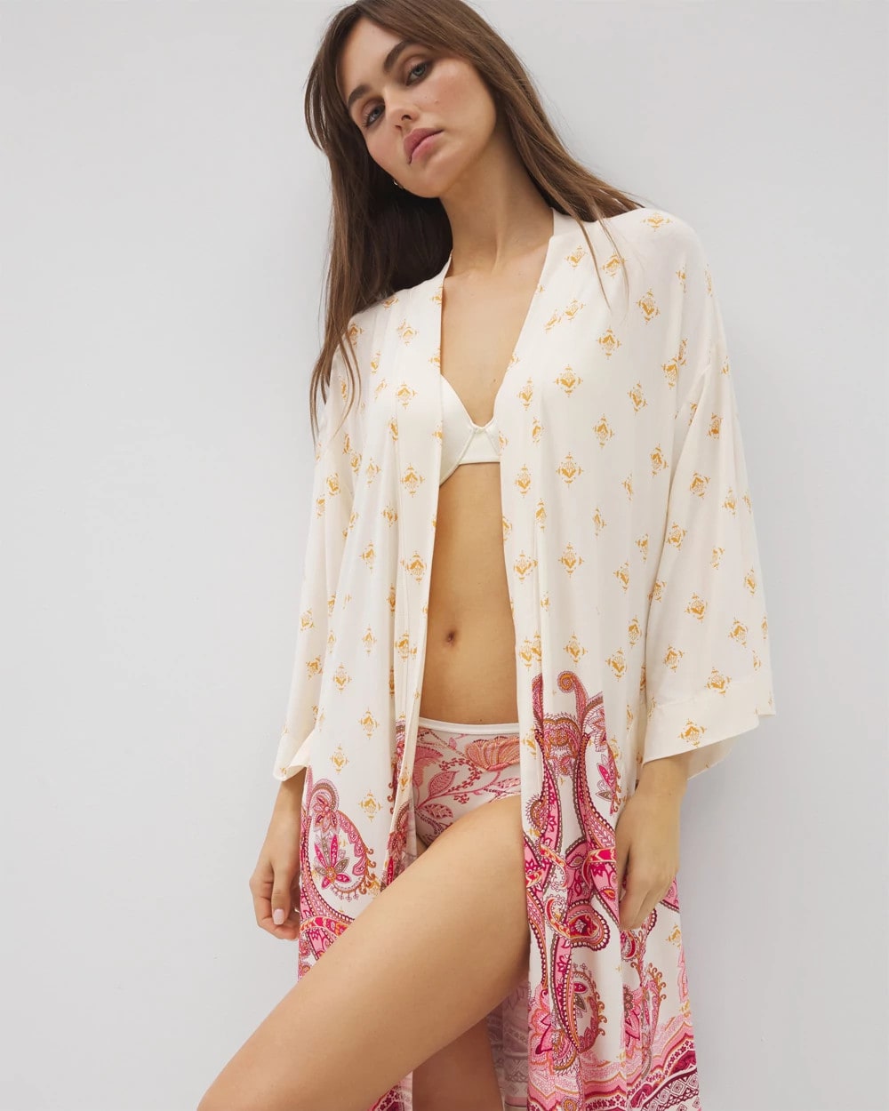 Kimono Short Robe - KASHMIR PAISLEY PLCD CH | Soma near me