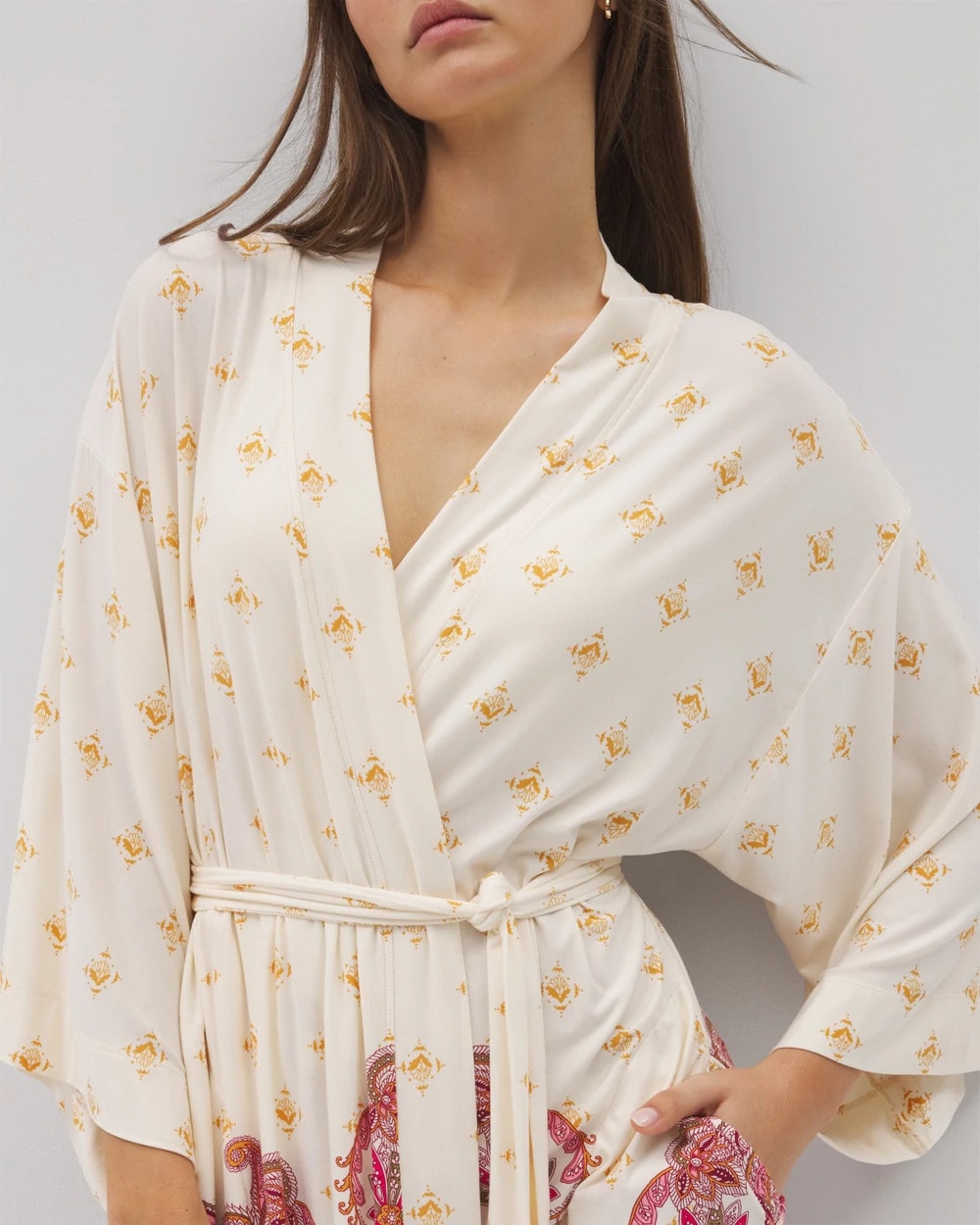 Kimono Short Robe - KASHMIR PAISLEY PLCD CH | Soma near me