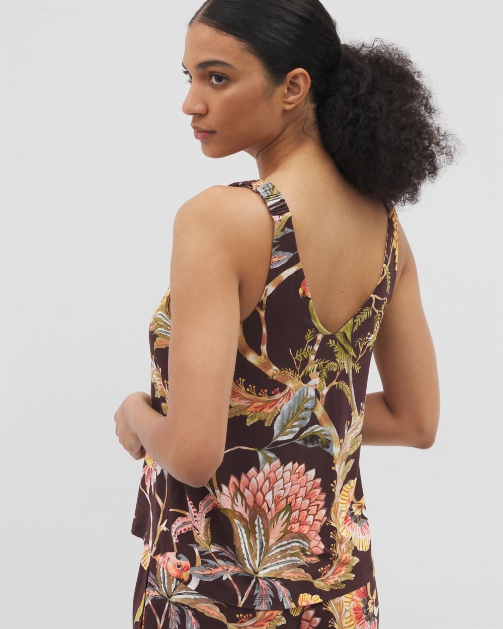 Shirred Strap Pajama Tank - PARROT-DISO PLUME G PLUM | Soma for sale