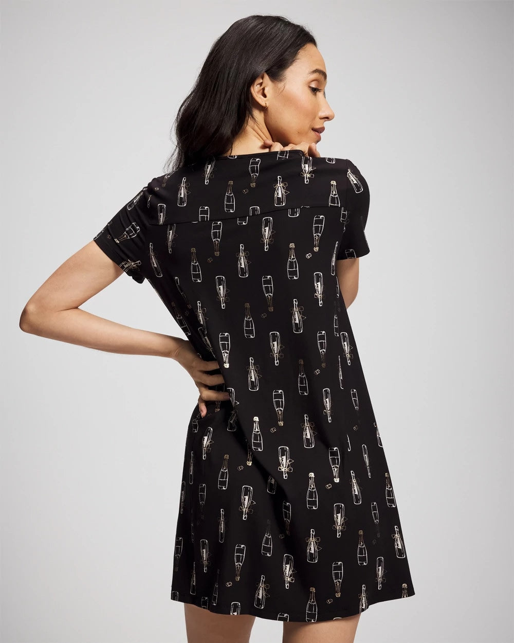 Short Sleeve Sleepshirt - CHAMPAGNE POP BLACK/FOIL | Soma sale