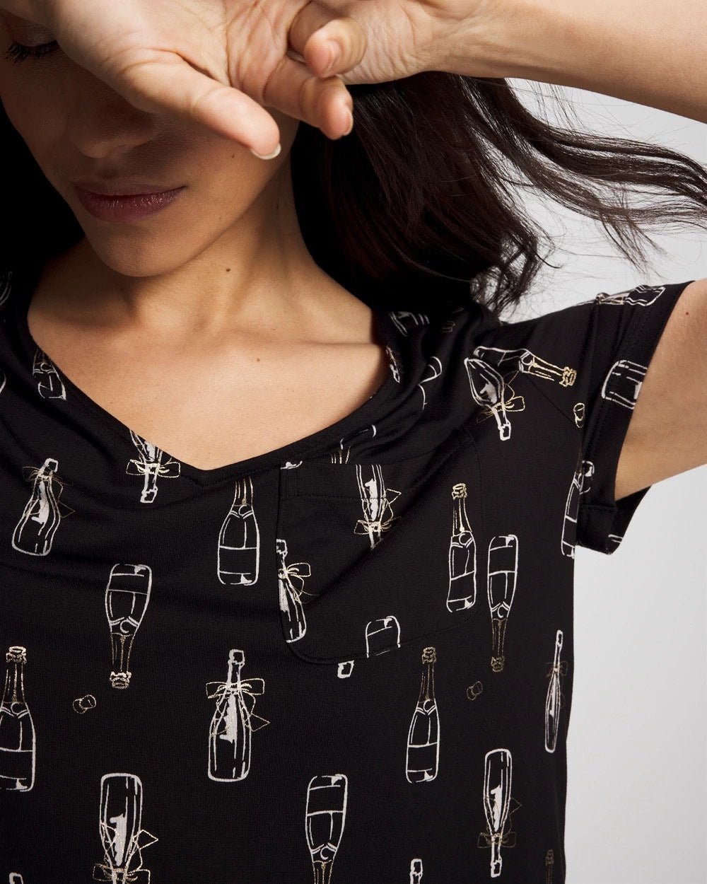 Short Sleeve Sleepshirt - CHAMPAGNE POP BLACK/FOIL | Soma sale