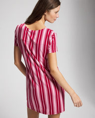 Short Sleeve Sleepshirt - SLEIGHBELL STRIPE RED | Soma Online