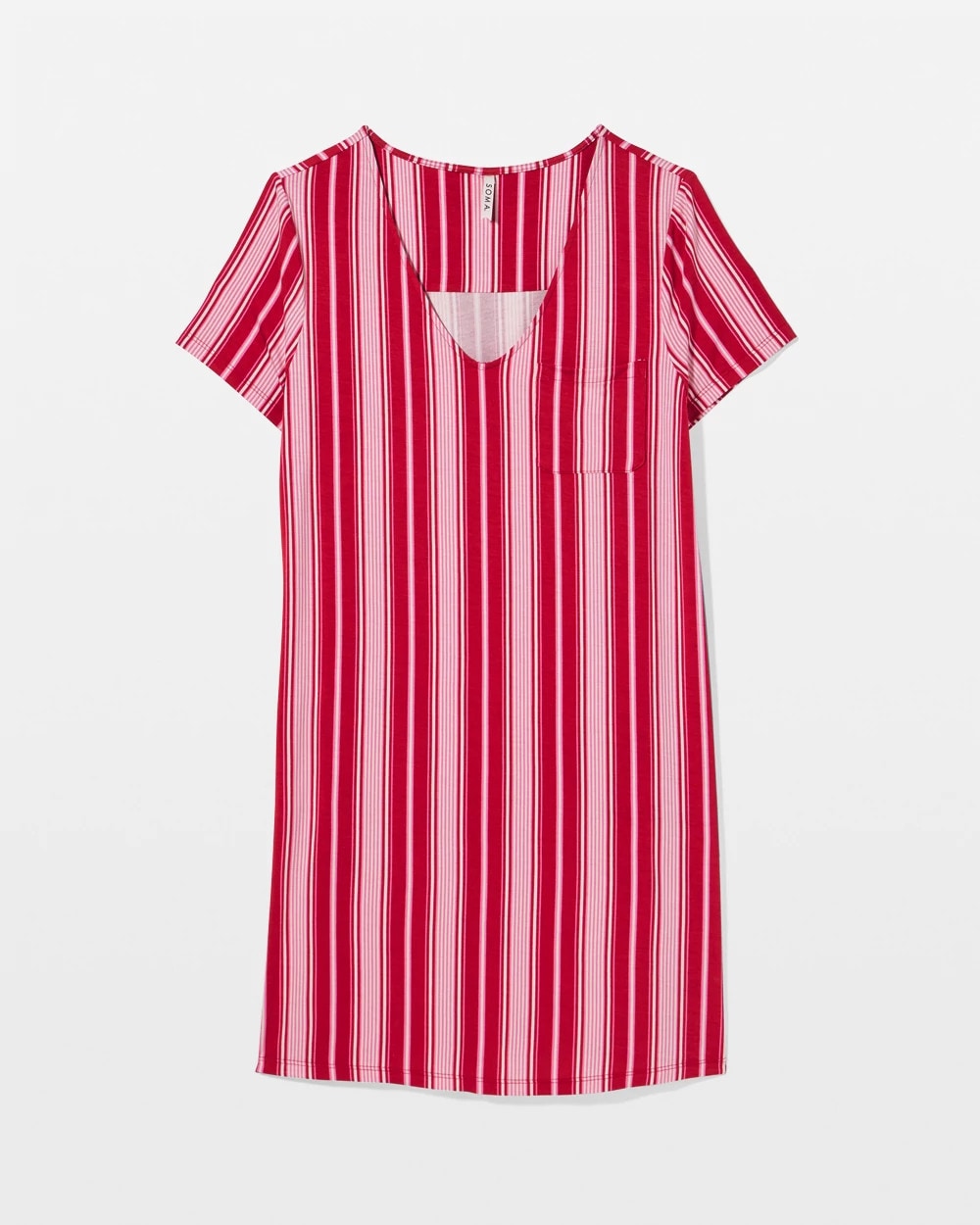 Short Sleeve Sleepshirt - SLEIGHBELL STRIPE RED | Soma Online