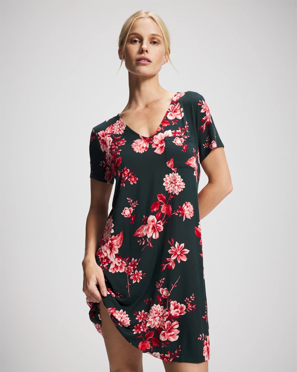 Short Sleeve Sleepshirt - COTTAGE FLORAL GREEN | Soma outlet