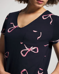 Short Sleeve Long Sleepshirt - BELOVED BOWS GRAND NAVY | Soma discount