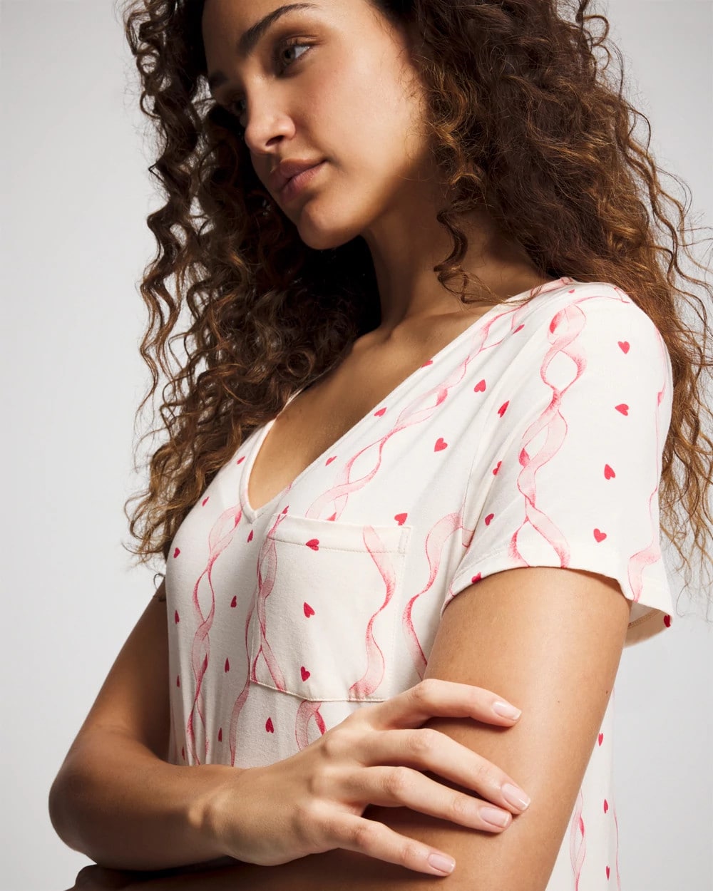 Short Sleeve Long Sleepshirt - COQUETTE VALENTINE CHAMP | Soma Online
