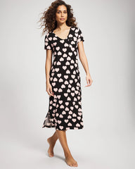 Short Sleeve Long Sleepshirt - MANDALA HEARTS BLACK | Soma outlet