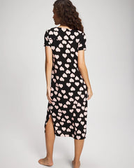 Short Sleeve Long Sleepshirt - MANDALA HEARTS BLACK | Soma outlet