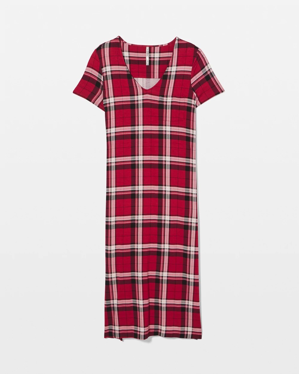Short Sleeve Long Sleepshirt - PERFECT PLAID RED | Soma near me