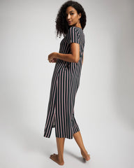 Short Sleeve Long Sleepshirt - MIDNIGHT STRIPE GREEN JOL | Soma for sale