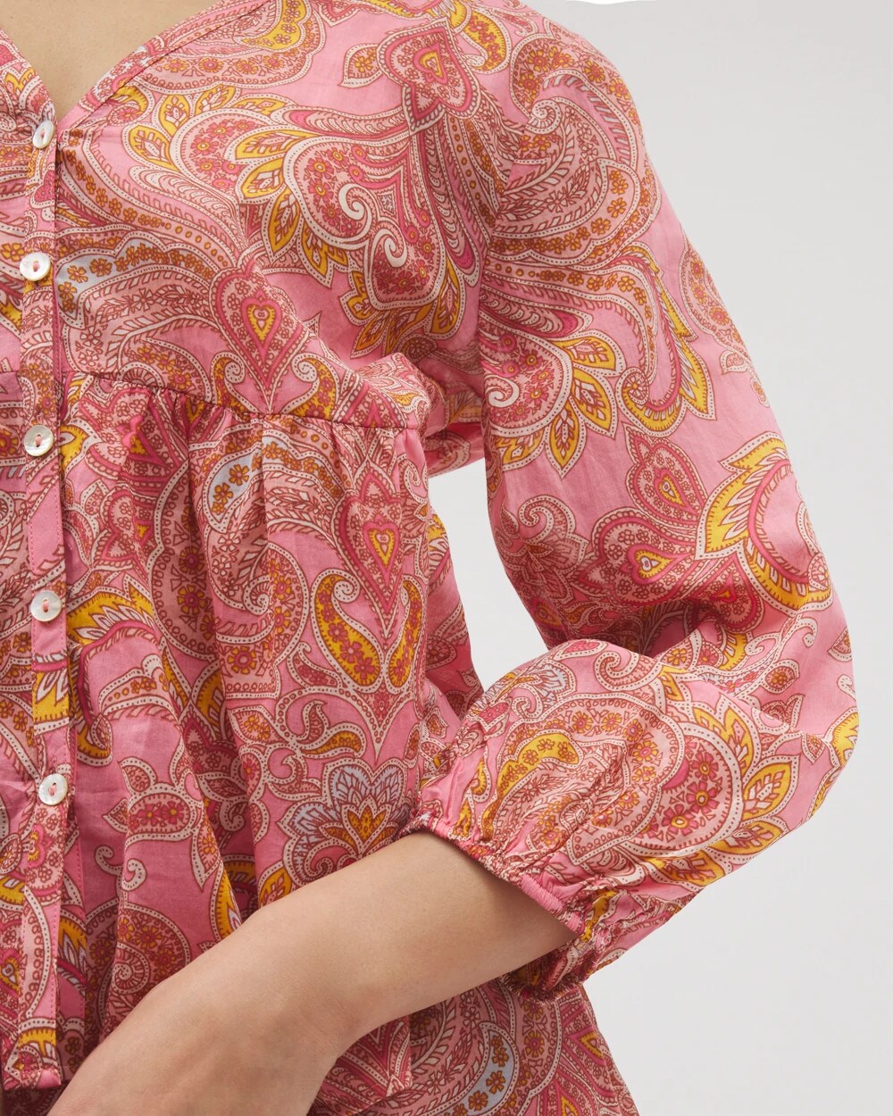 Cotton Voile Long Sleeve Pajama Top - SHOW OFF PAISLEY P GUAVA | Soma for sale