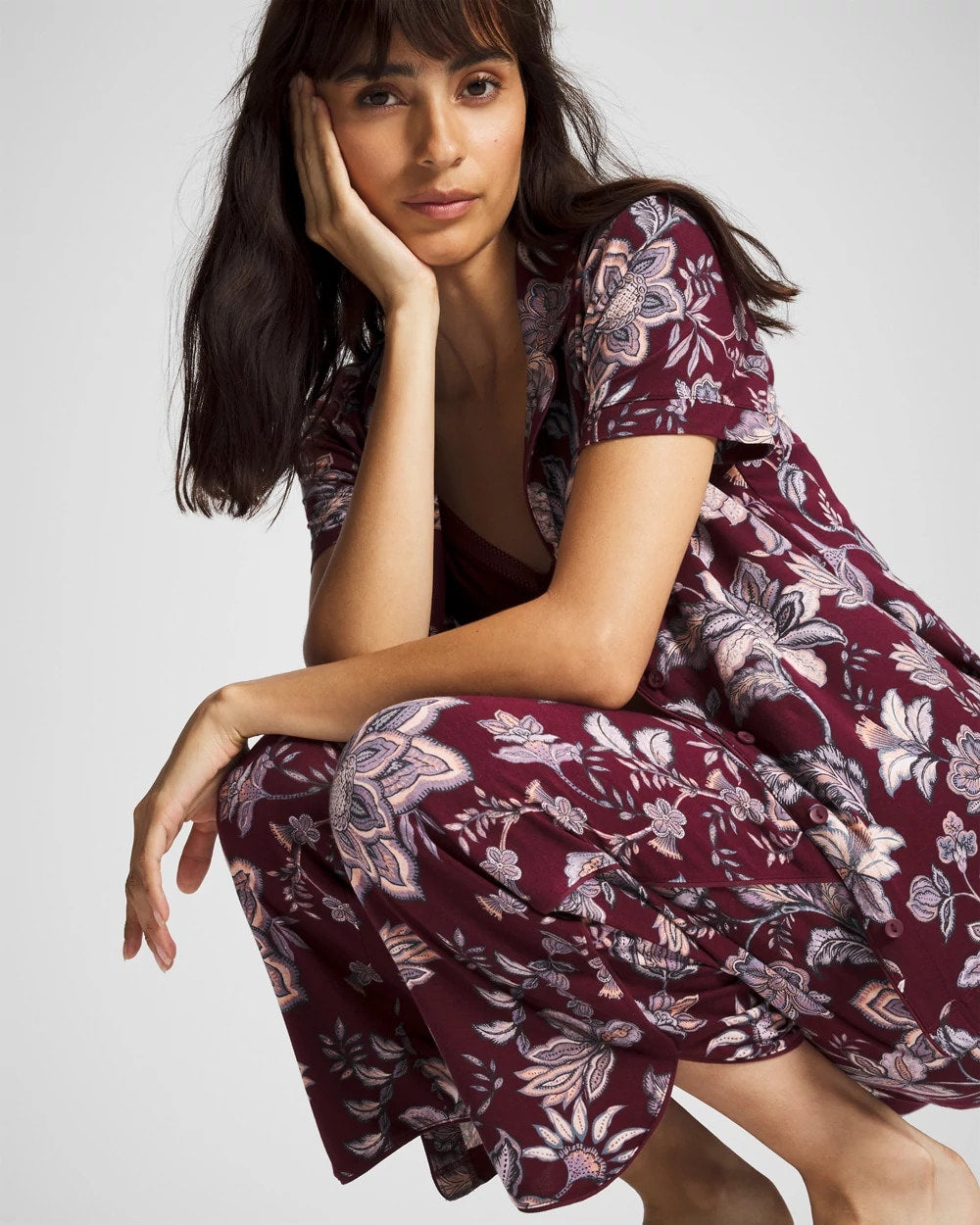 Piped Crop Pajama Pants - PAISLEY SPLENDOR PLUM | Soma on sale