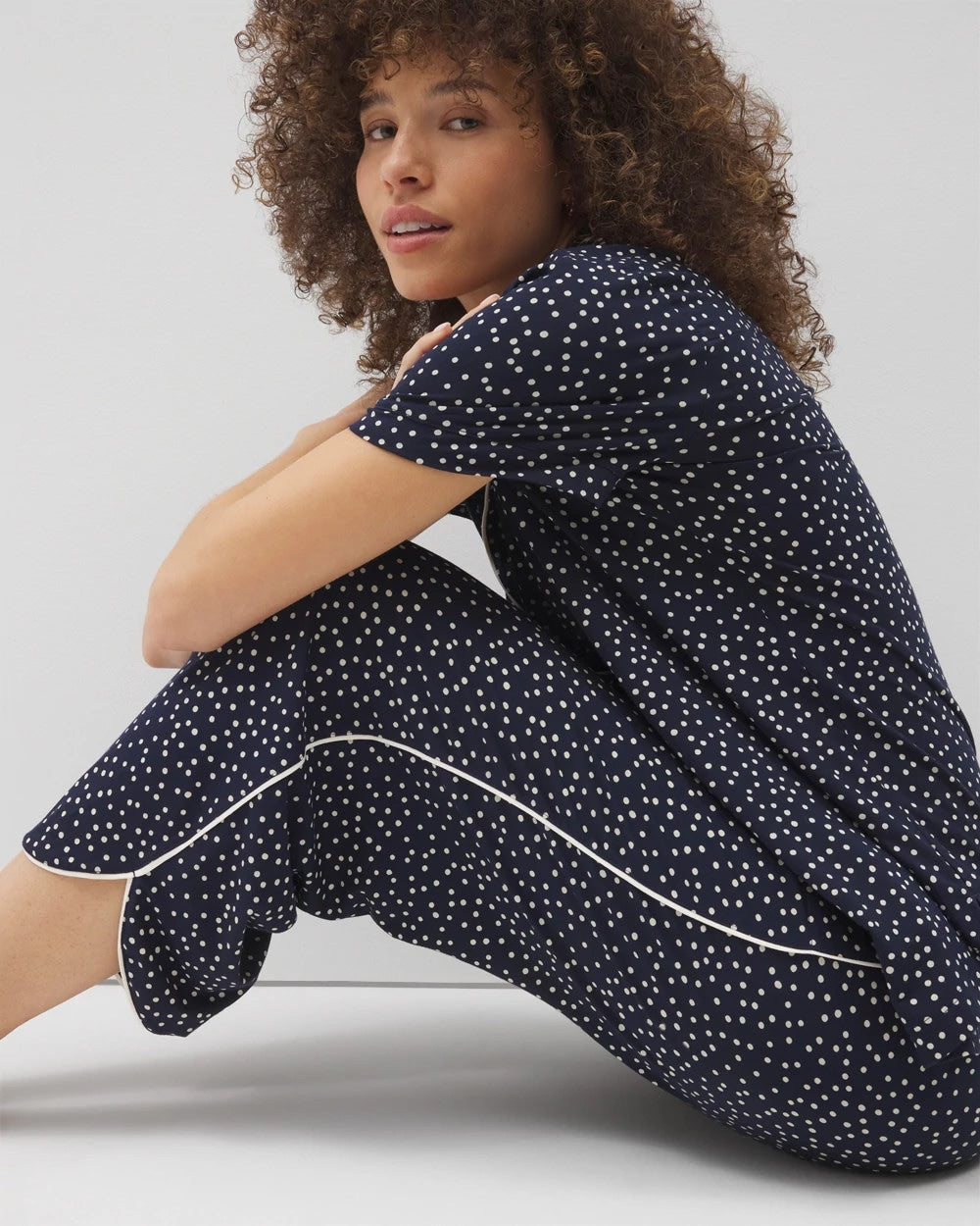 Piped Crop Pajama Pants - DOT OBSESSED NAVY | Soma discount