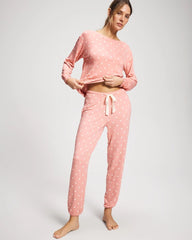 Banded Ankle Pajama Pant - DREAMY DOT MID BLUSH PINK | Soma for sale