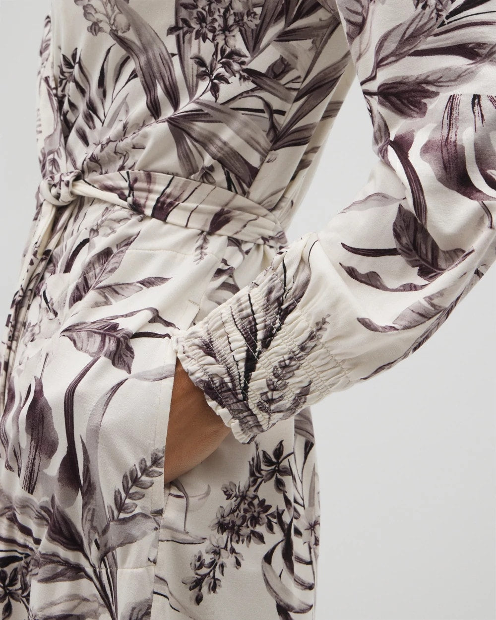 Long-Sleeve Short Robe - PALM PERFECT CHAMPAGNE | Soma outlet