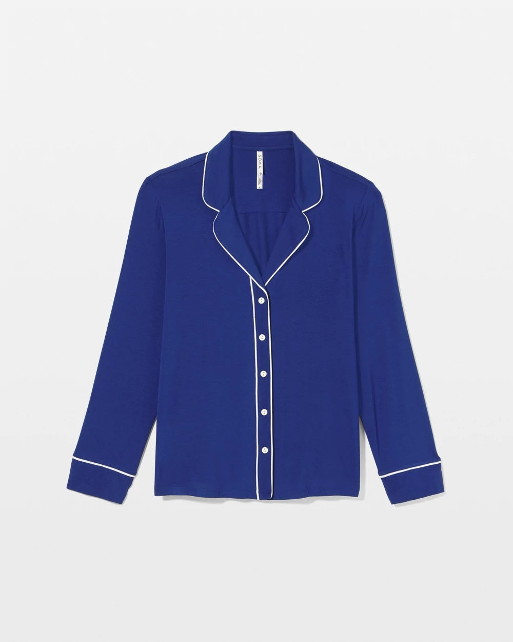 Long Sleeve Notch Collar w/ Piped Placket Pajama Top - MAJESTY BLUE | Soma near me