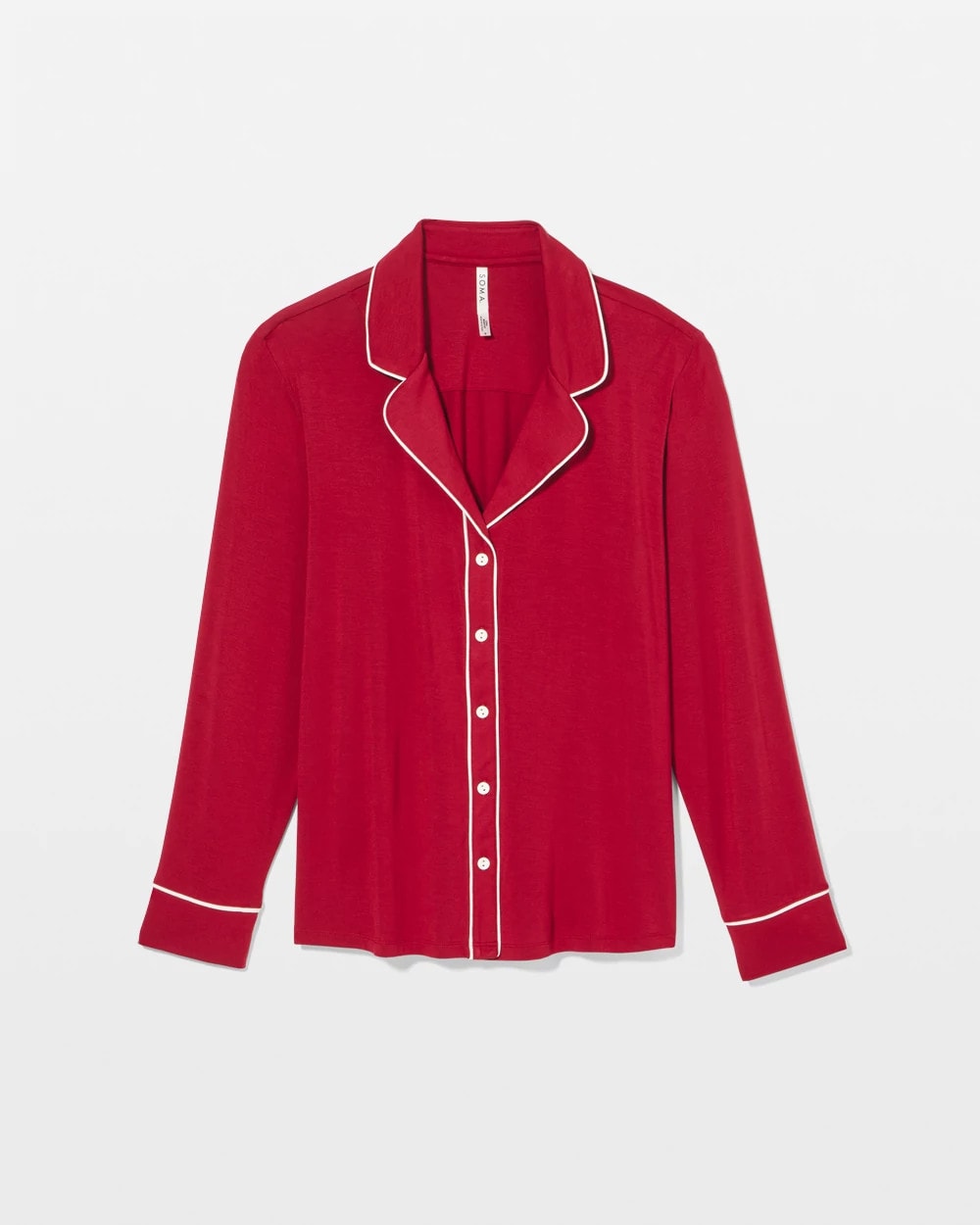 Long Sleeve Notch Collar w/ Piped Placket Pajama Top - PAINT THE TOWN RED | Soma for sale