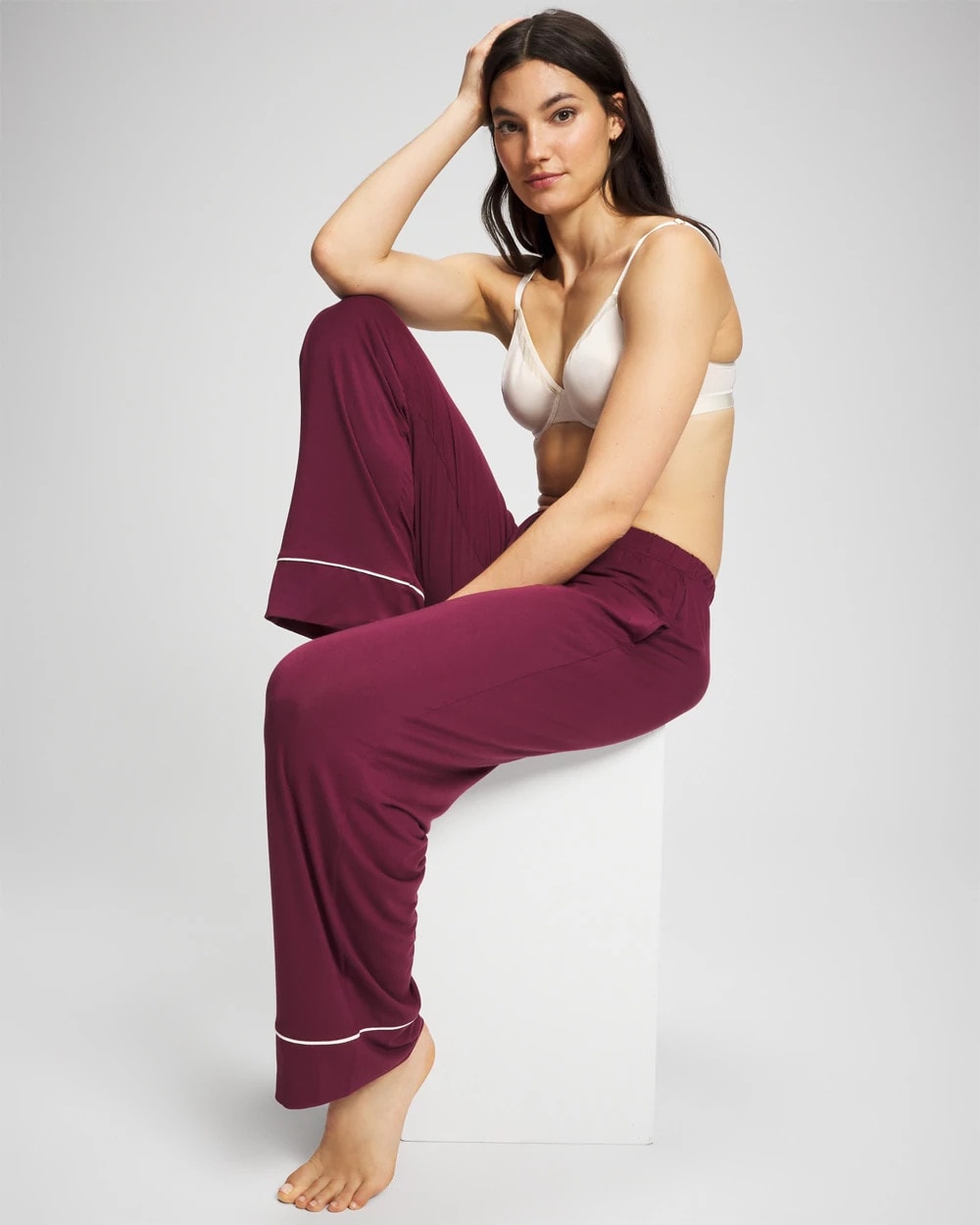Solid Piped Pajama Pant - VELVET PLUM | Soma sale