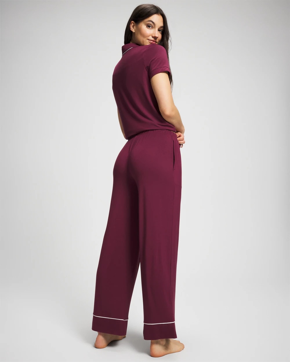 Solid Piped Pajama Pant - VELVET PLUM | Soma sale