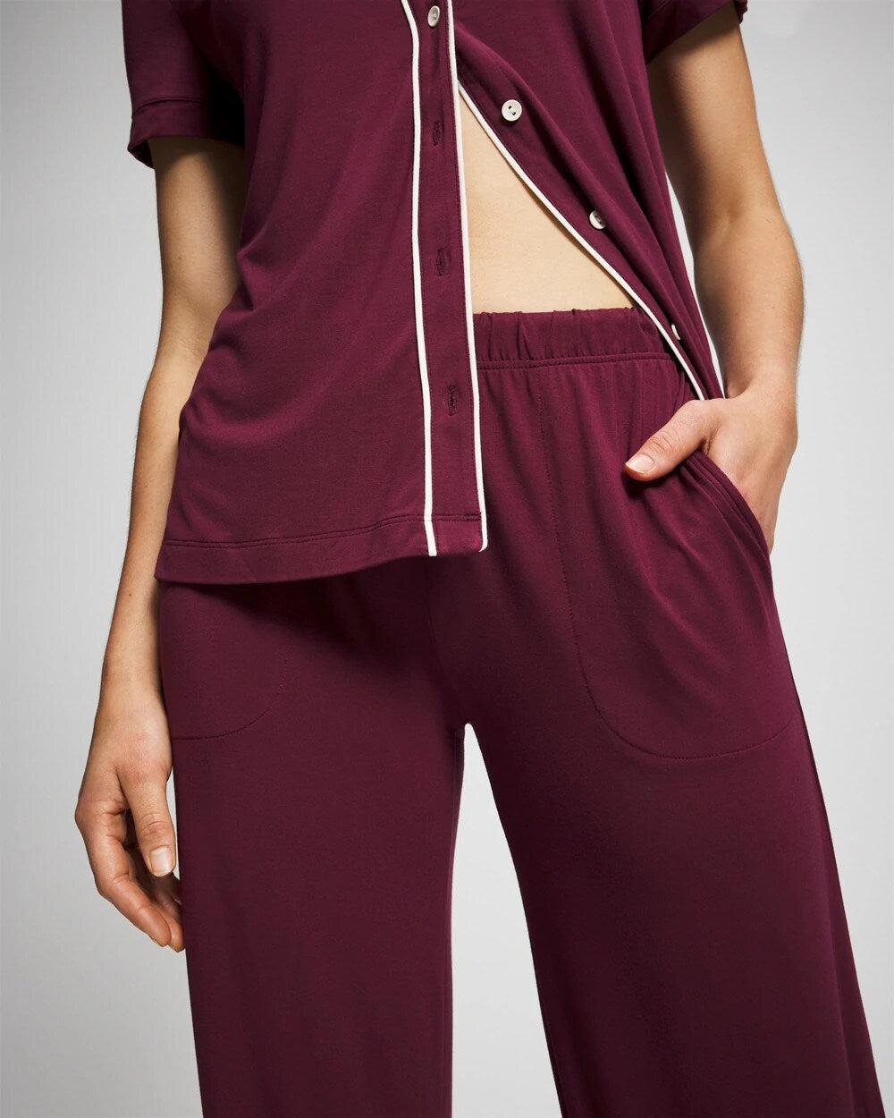 Solid Piped Pajama Pant - VELVET PLUM | Soma sale