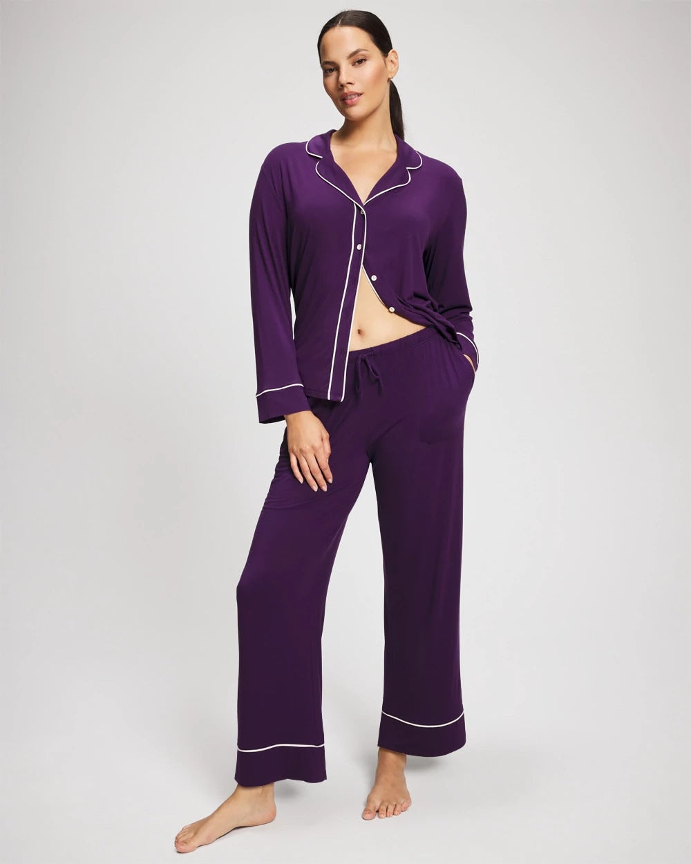 Solid Piped Pajama Pant - BLACKBERRY | Soma discount