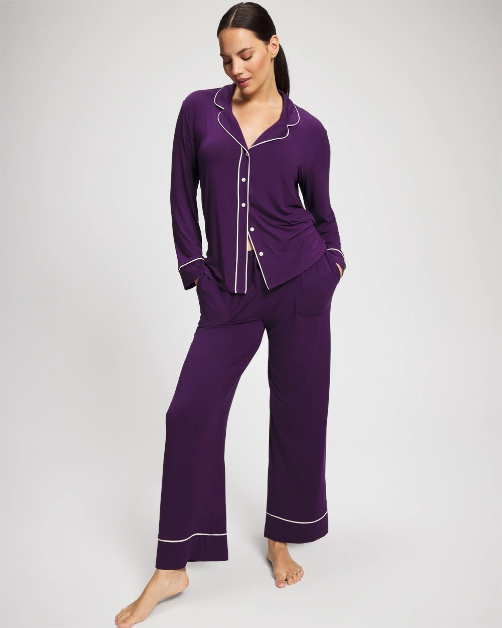 Solid Piped Pajama Pant - BLACKBERRY | Soma discount