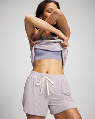 Curved Hem Pajama Shorts - NIGHTCAP STRIPE LILAC ASH | Soma outlet