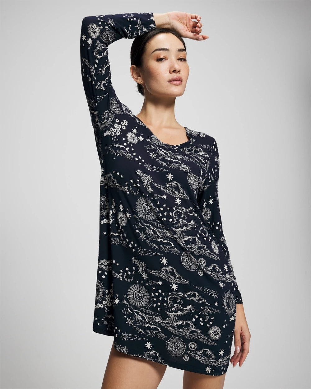 Long-Sleeve Sleepshirt - COSMIC BALLET NAVY | Soma Online
