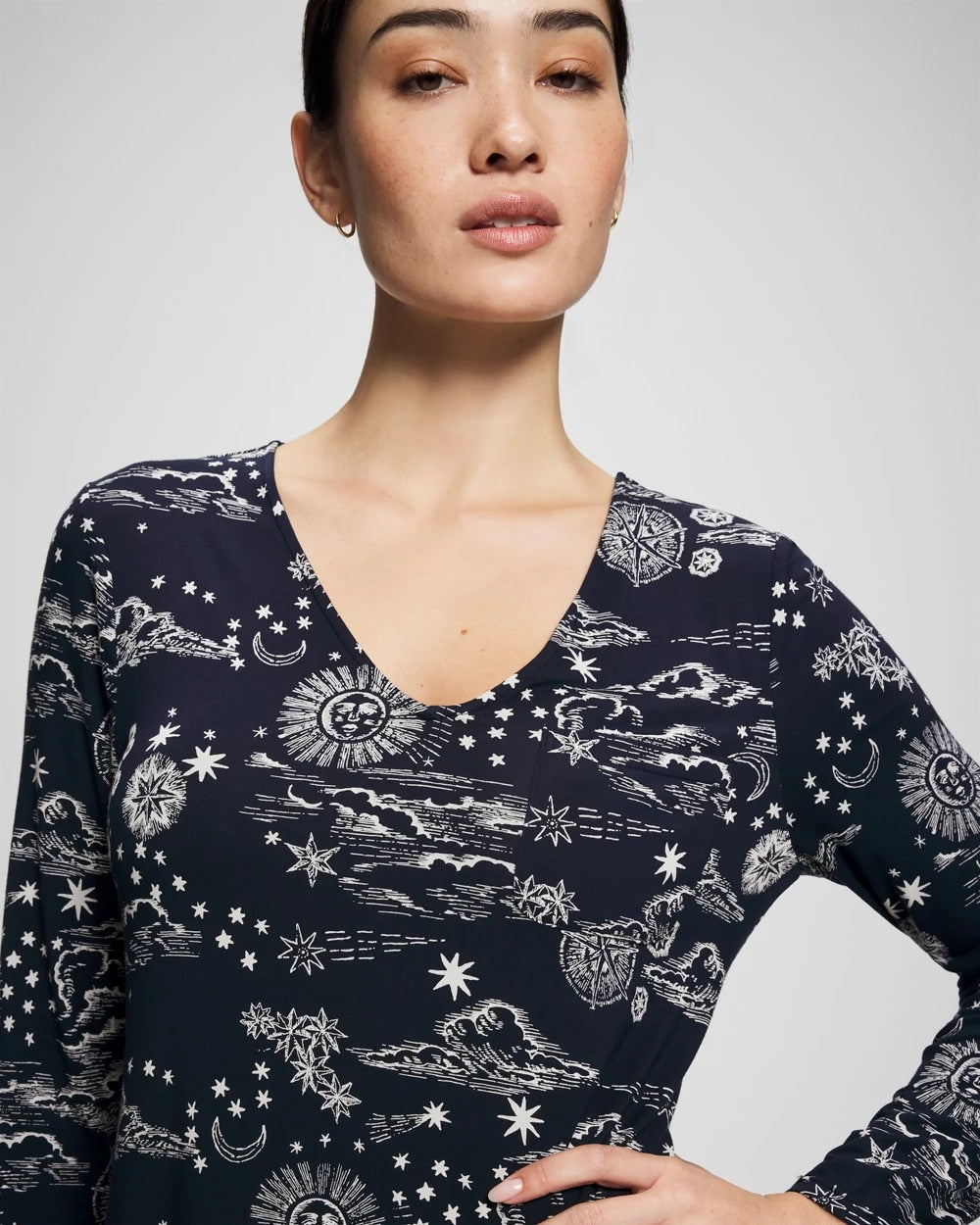 Long-Sleeve Sleepshirt - COSMIC BALLET NAVY | Soma outlet