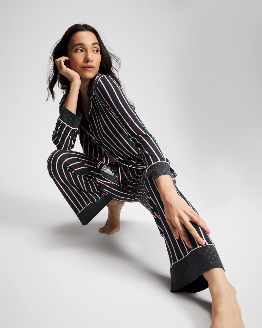 Printed Pajama Pant - MIDNIGHT STRIPE GREEN JOL | Soma for sale