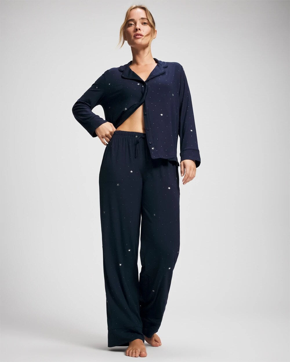 Printed Pajama Pant - SILVER DEW DROP/NAVY | Soma on sale