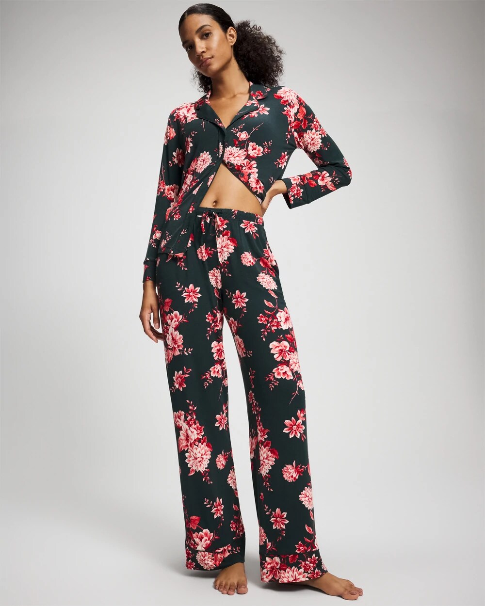 Printed Pajama Pant - COTTAGE FLORAL GREEN | Soma discount