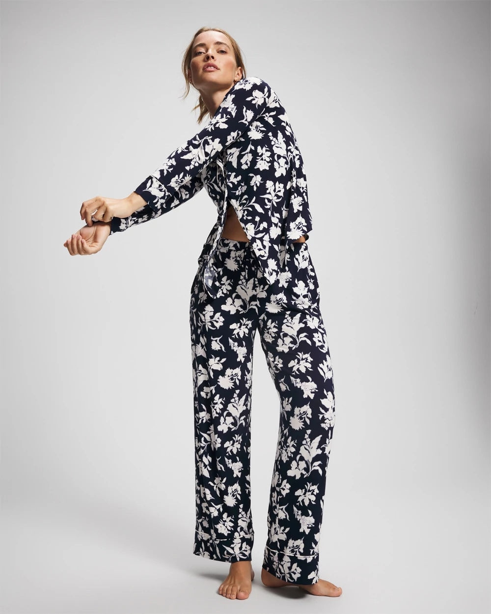 Printed Pajama Pant - SERENITY PETALS NAVY | Soma for sale