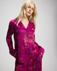 Long Sleeve Notch Collar Pajama Top - WILD WONDERS MAGENTA | Soma Online