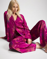 Long Sleeve Notch Collar Pajama Top - WILD WONDERS MAGENTA | Soma Online