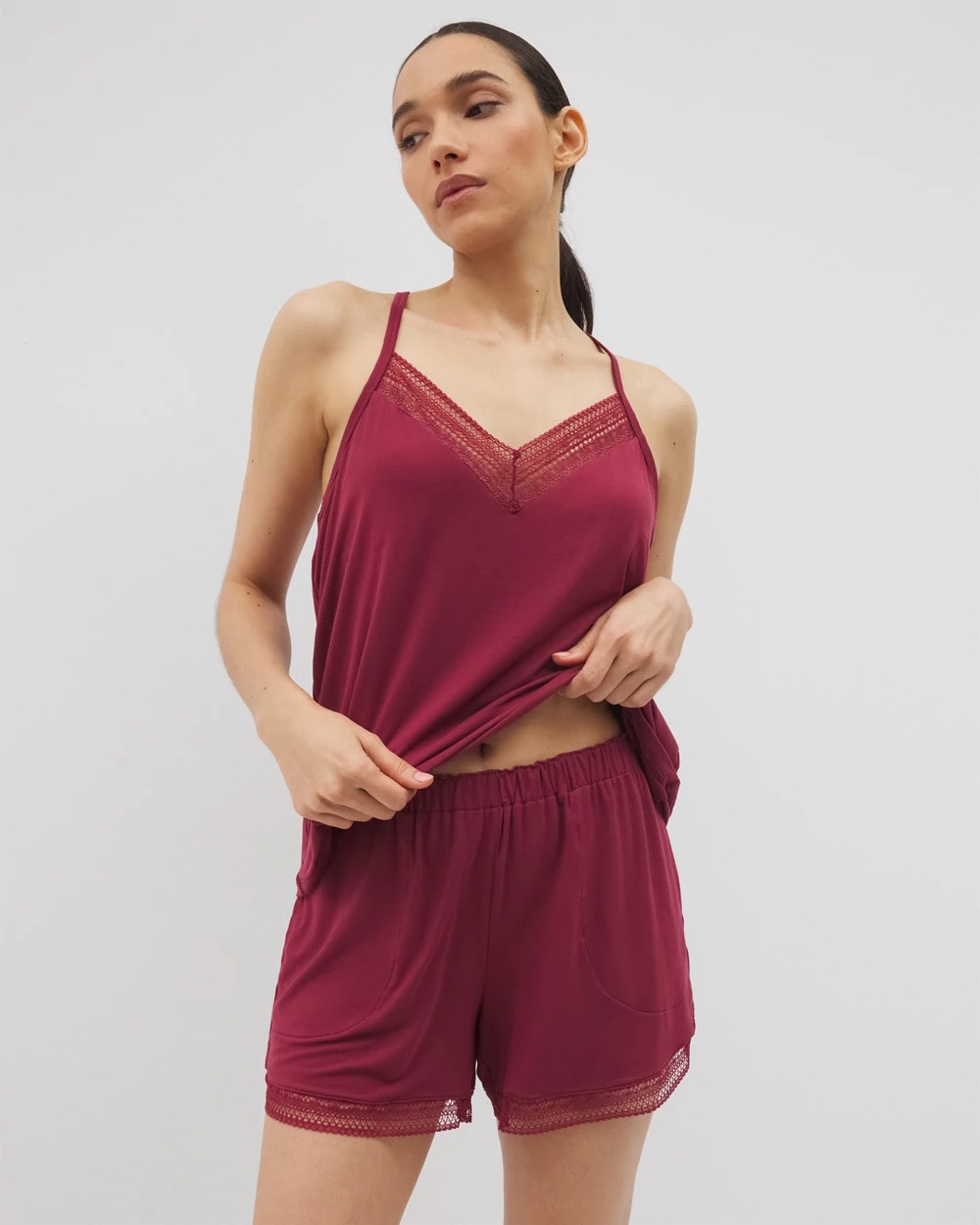 Geo Lace Pajama Short - GARNET | Soma near me