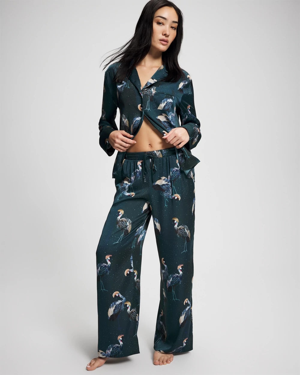 Pajama Pants - MIDNIGHT CRANES BLUE | Soma on sale